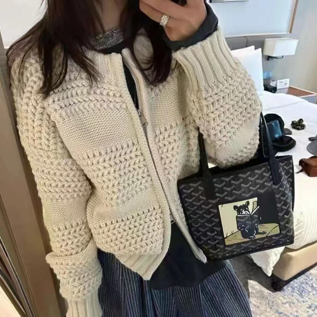 Nice-保暖厚款圆领毛衣编织上衣长袖小香风