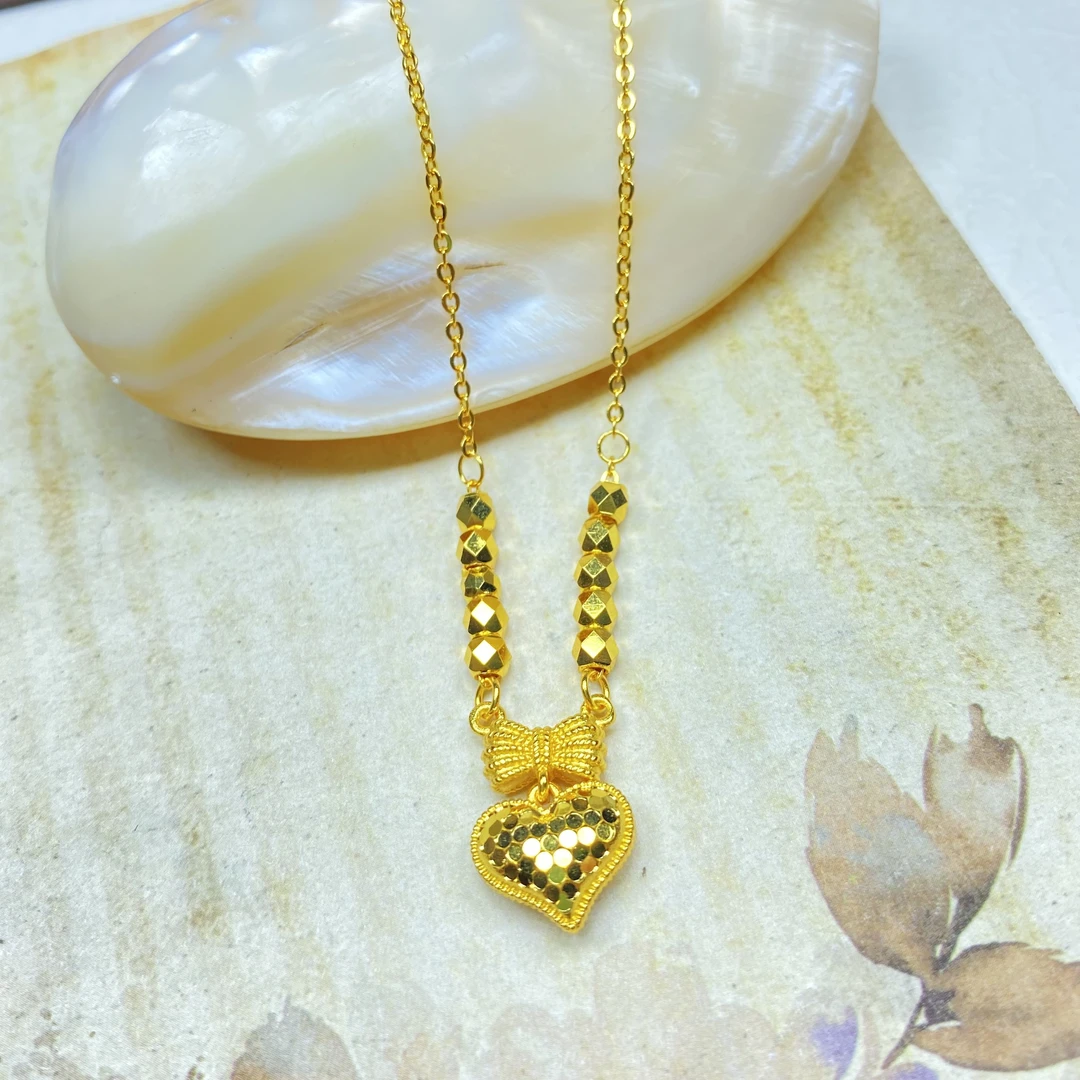 项链 K04124经典黄色龙鳞纹爱心项链多样性发货48084