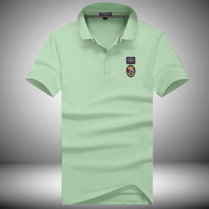 肯迪鲨鱼翻领纯棉polo衫翻领纯色T恤夏季潮流男装短袖上衣中青年