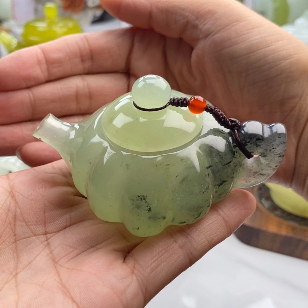 岫玉未镶嵌四大名玉手把壶
