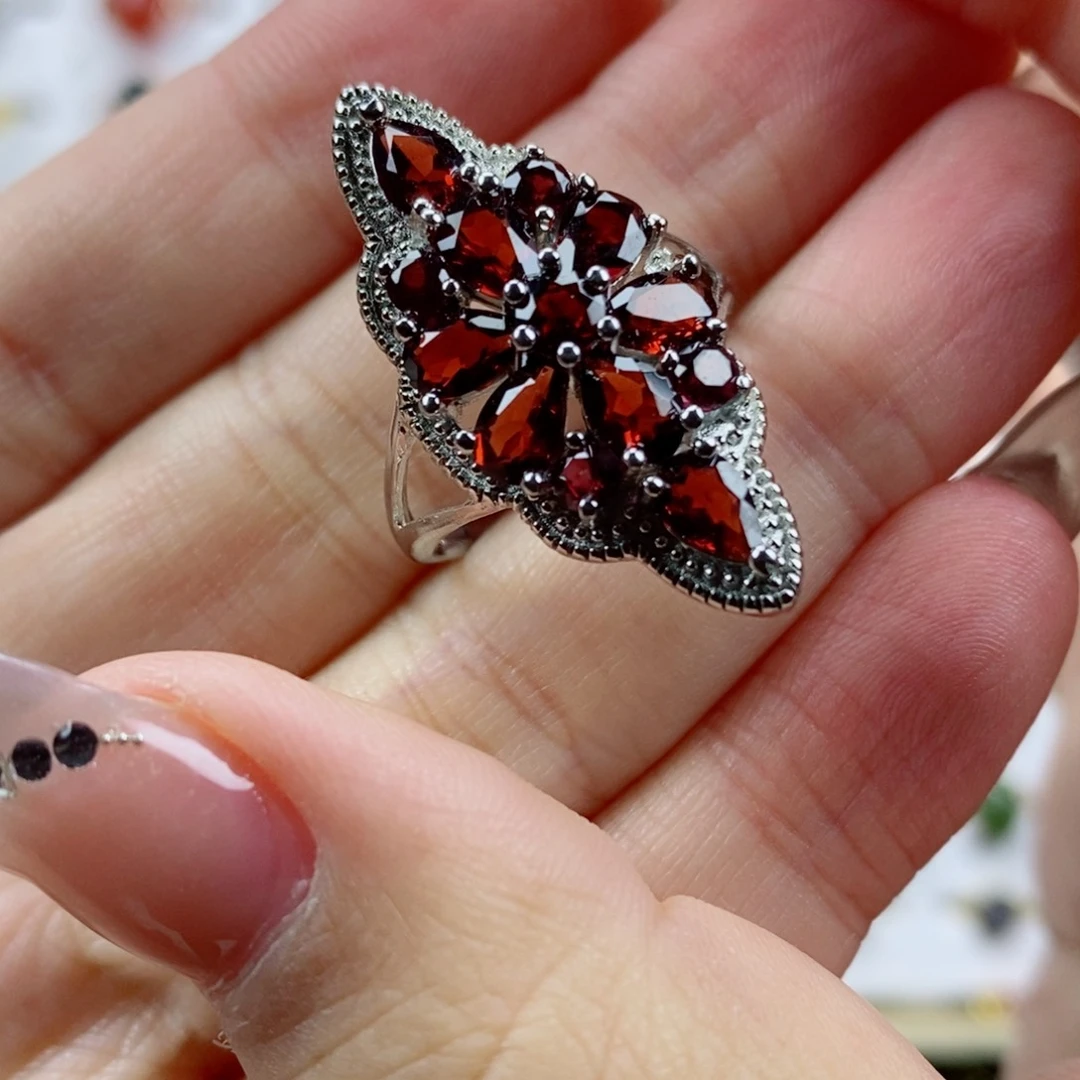 未镶嵌戒指石榴石天然