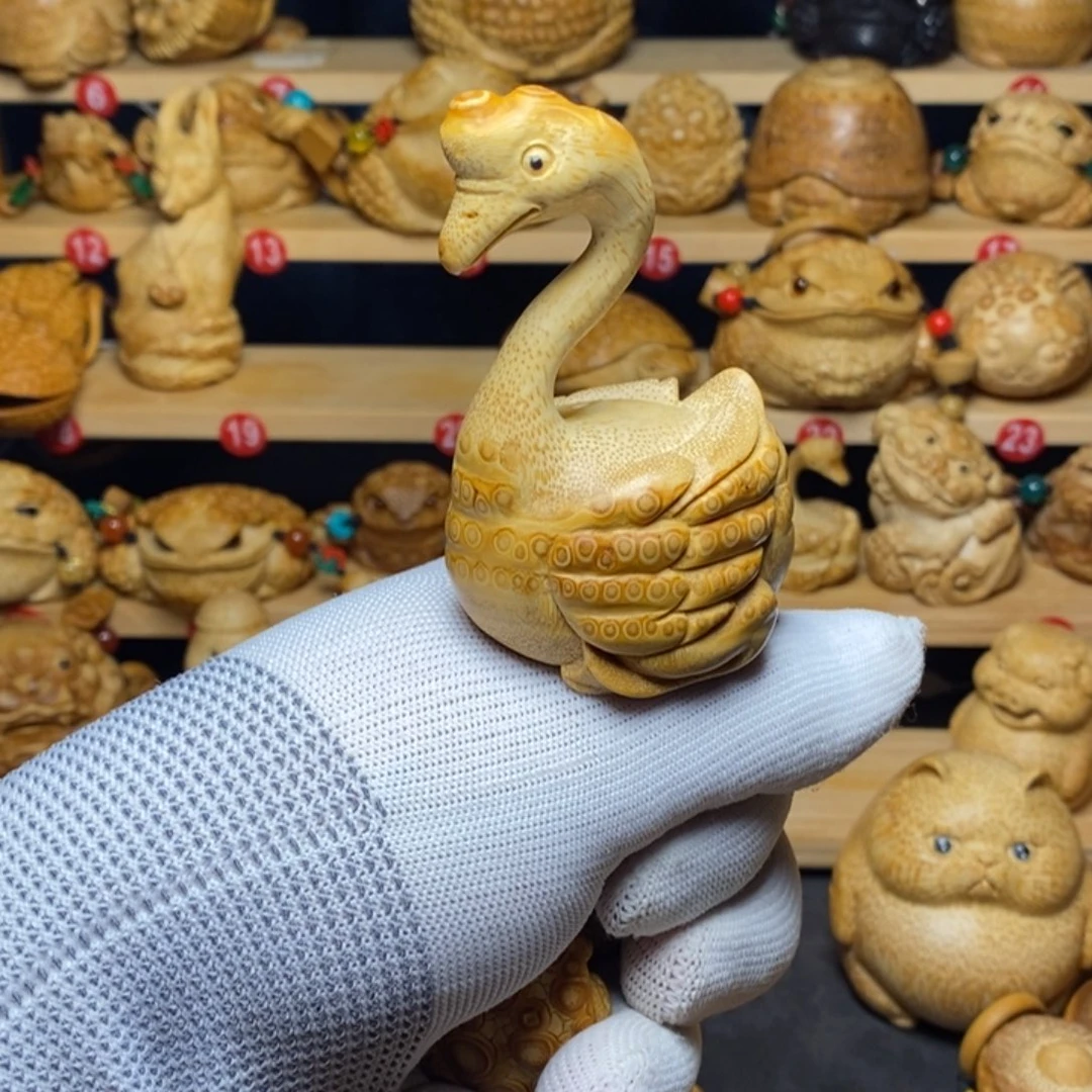 竹竹根雕天鹅手把件