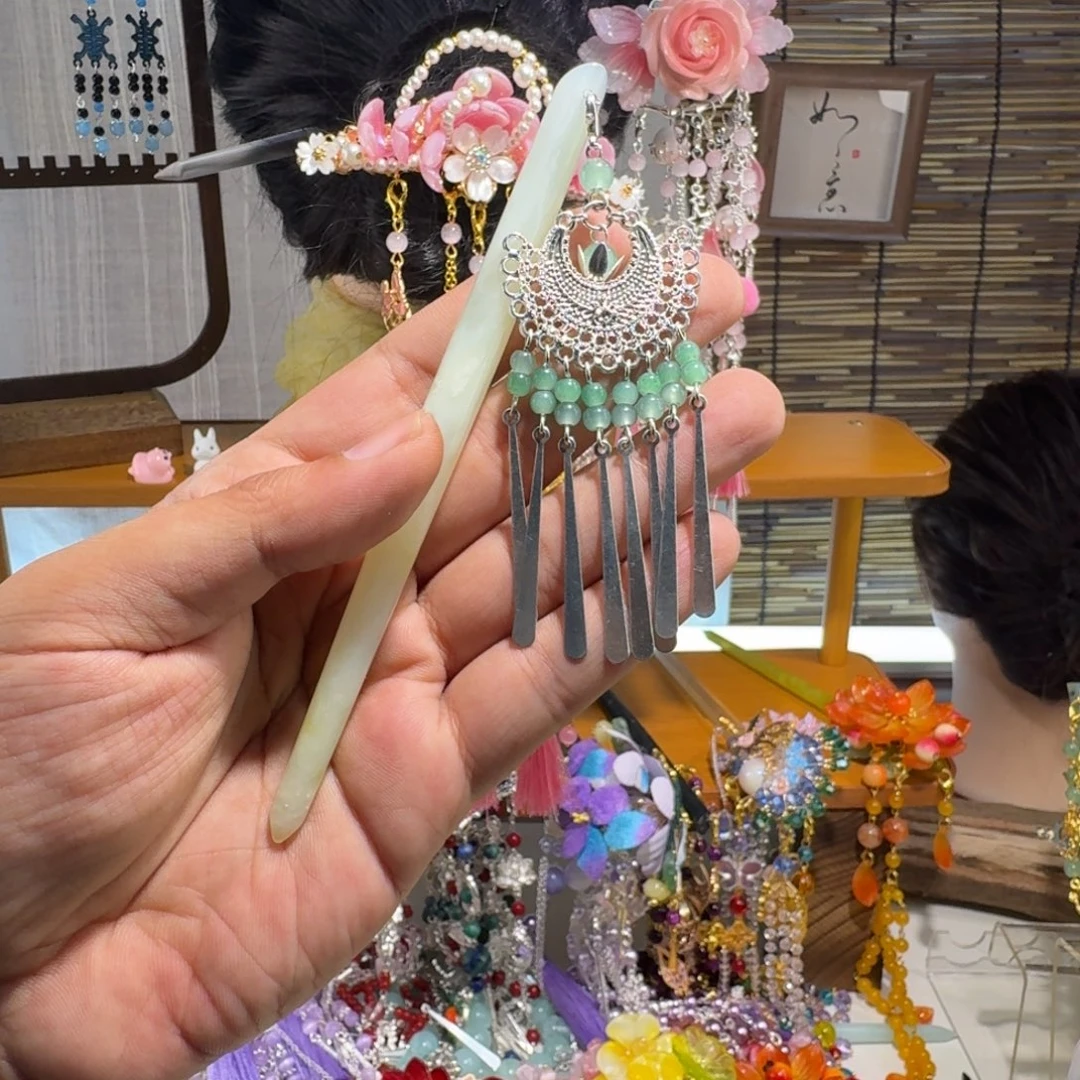 蛇纹石玉合金发饰