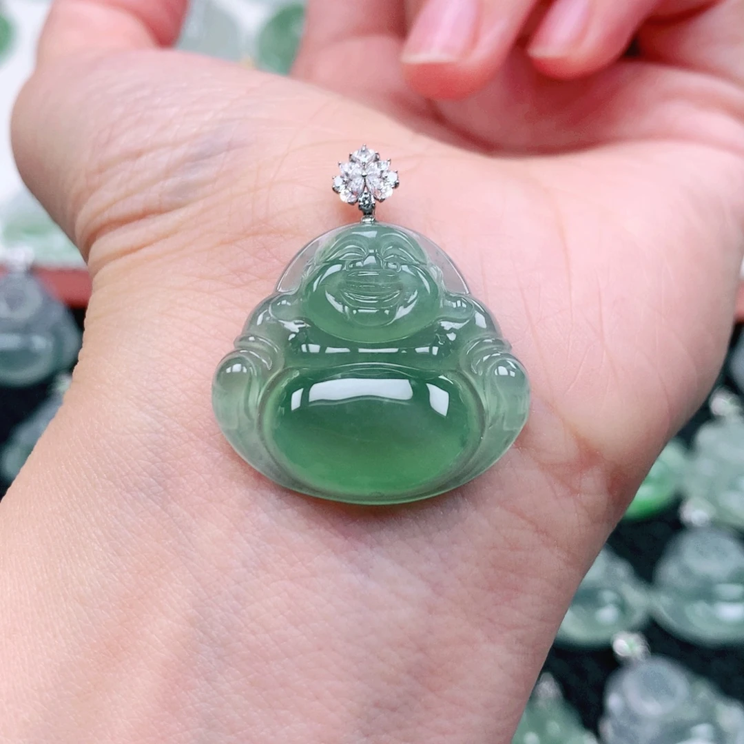 翡翠18K金镶嵌吊坠(不含链)