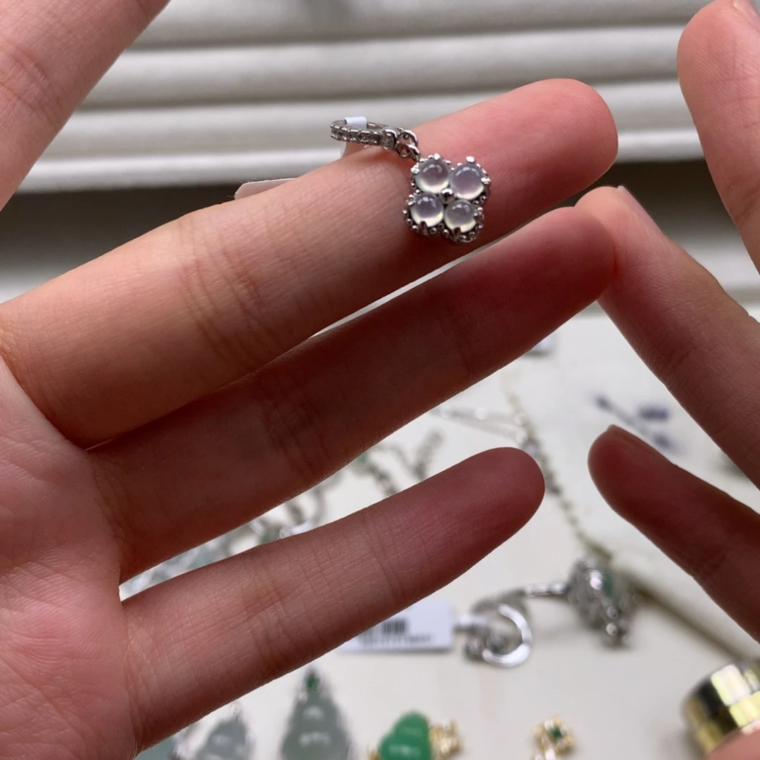 翡翠银S925镶嵌戒指吊坠