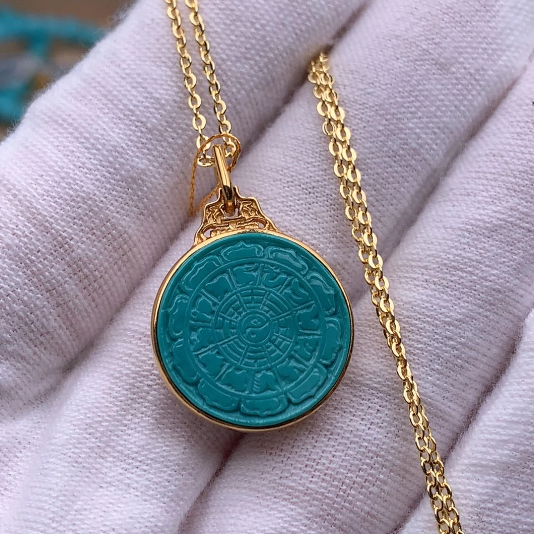 绿松石18K金镶嵌珠宝奇石