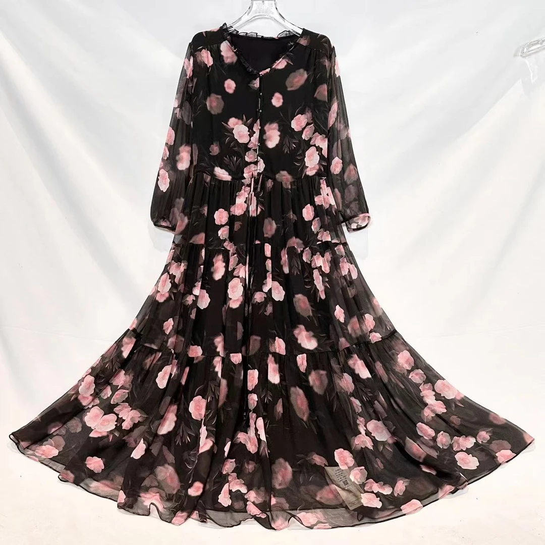 【2024-禾枫表弟】重磅100桑蚕丝连衣裙HF23C153-22