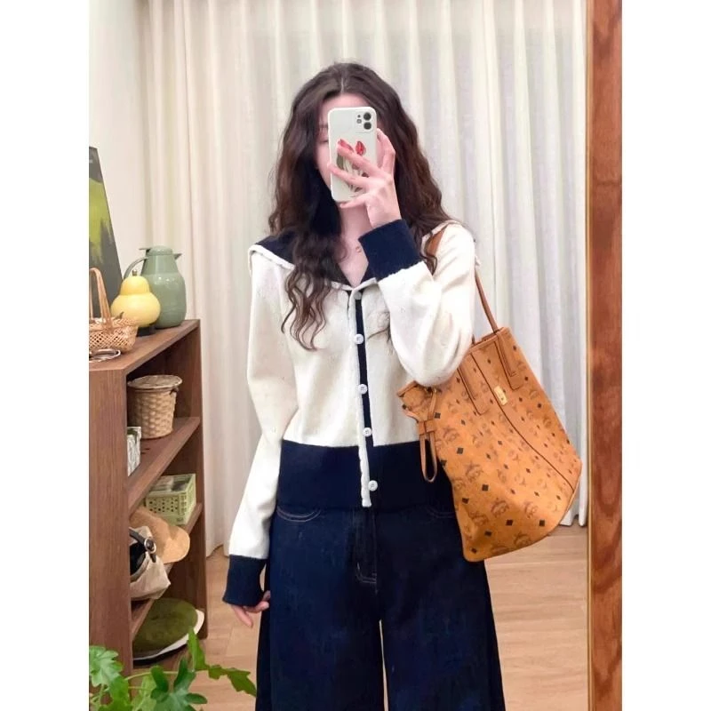 法式白色针织衫毛衣外套秋冬女新款小个子高级感外穿宽松打底上衣