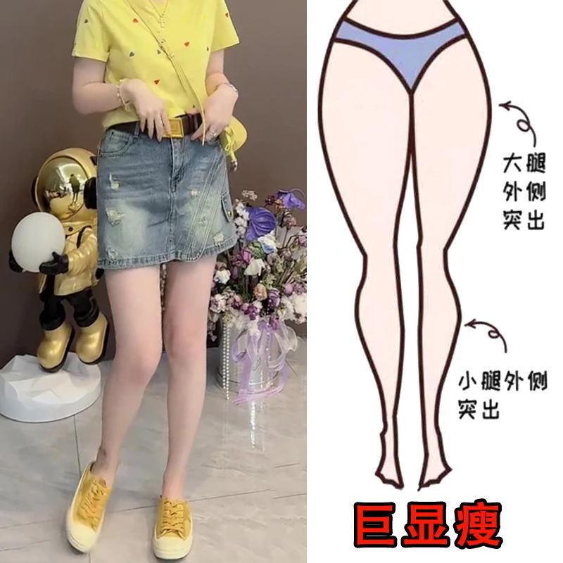 2025夏薄款大码女装高腰复古半身裙梨形身材遮肉显瘦A字牛仔裤裙