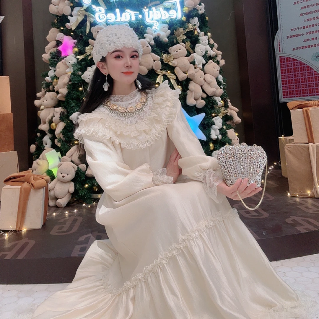 安霓王妃【千金归来】设计师原创法式宫廷中古公主大摆长款连衣裙