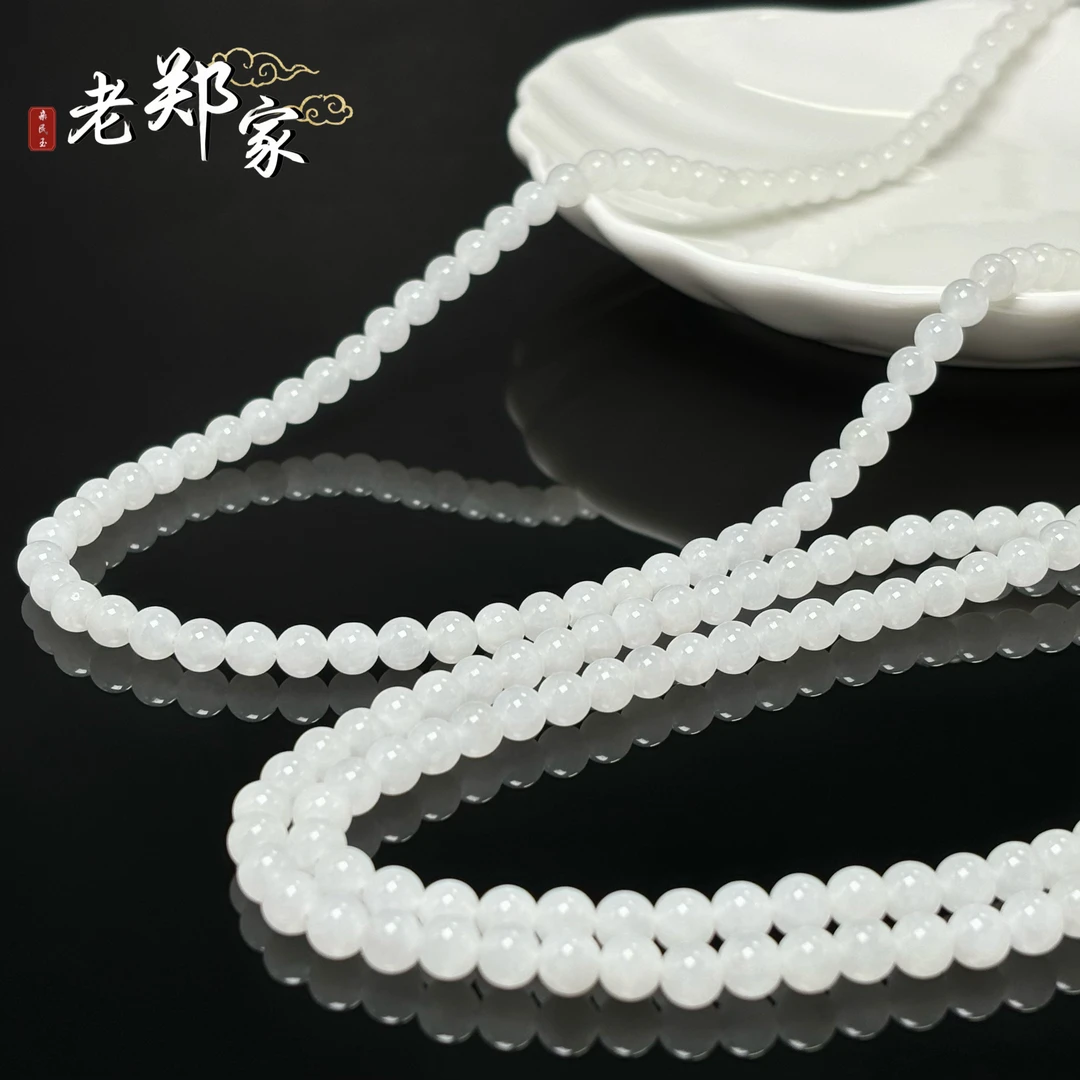 和田玉青海白玉项链 约6mm (多样性发一件) 927