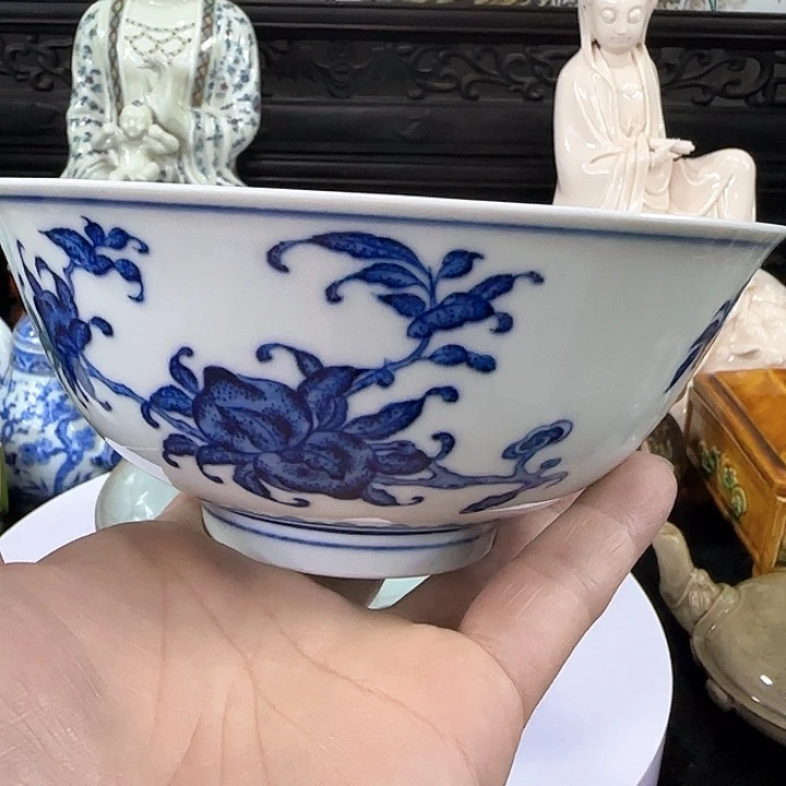 琉璃手工艺品一**凡陶瓷青花三多碗