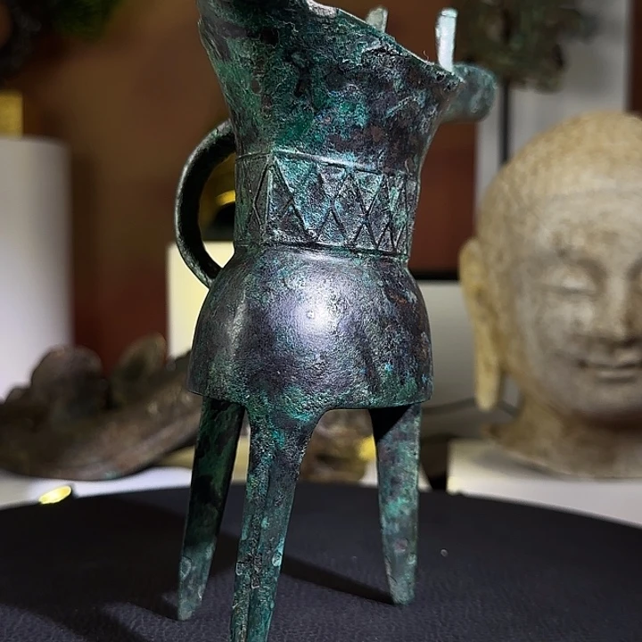佛***莲古铜爵杯艺术品一件