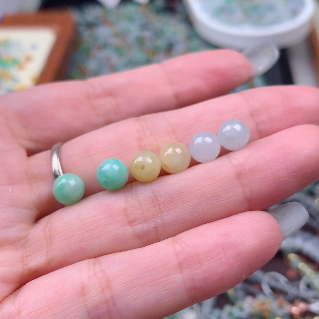 翡翠散珠菀6.5圆珠6个