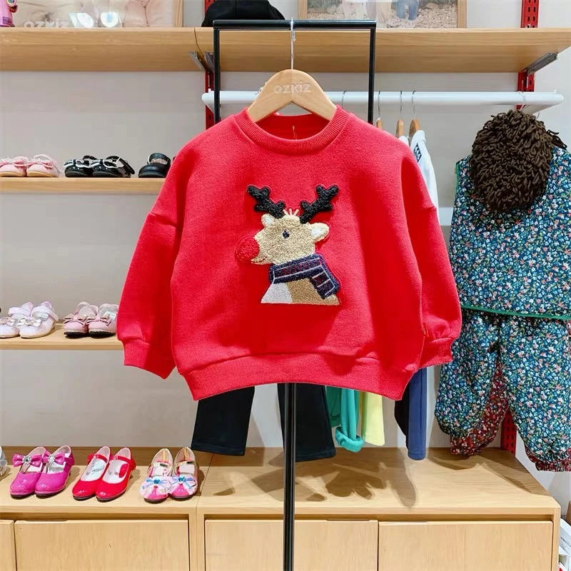 【0738卫衣-红色麋鹿】童装婴儿装 儿童家居服