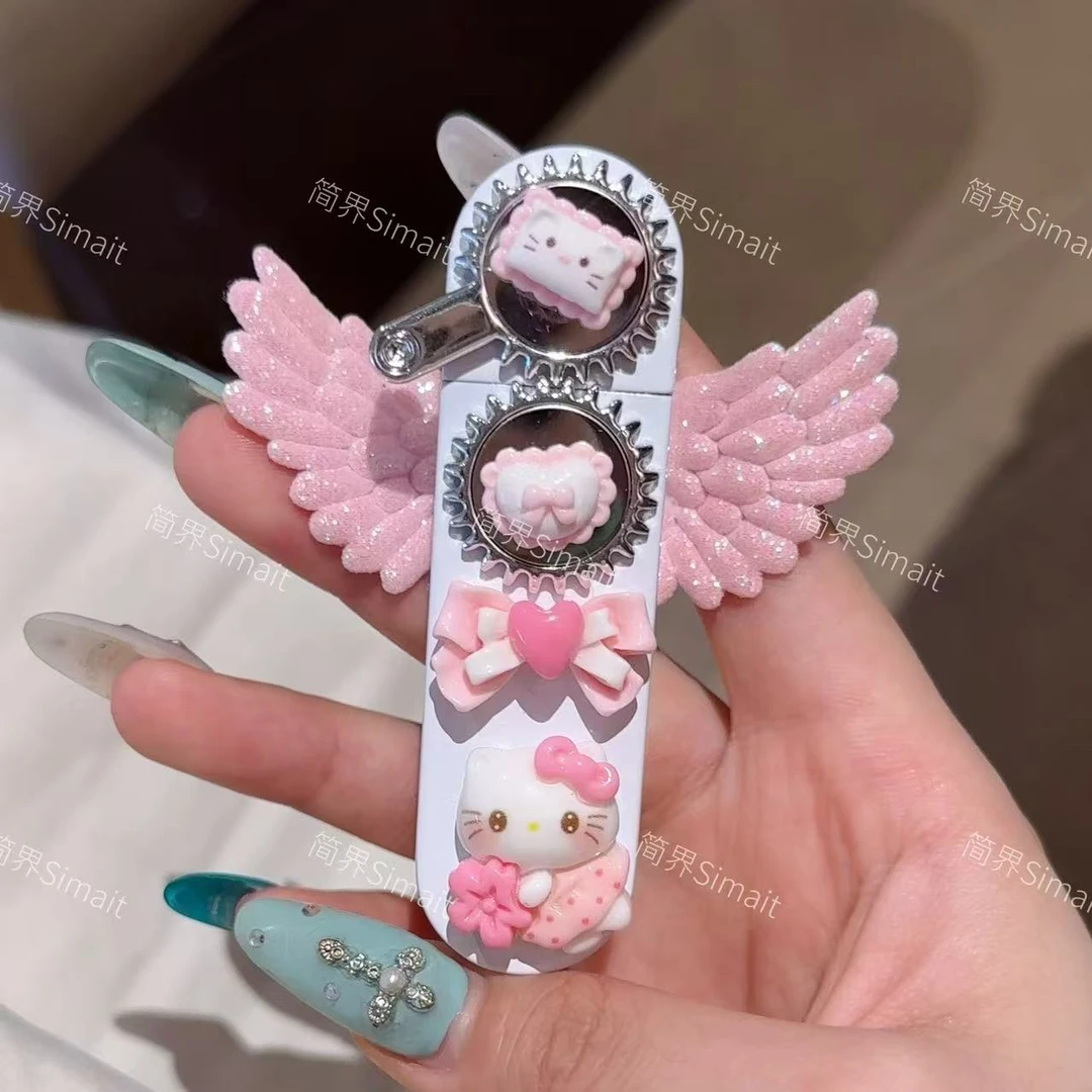 简界-手工原创正品凯蒂猫齿轮粉色火焰防风充气打火机送女友闺蜜