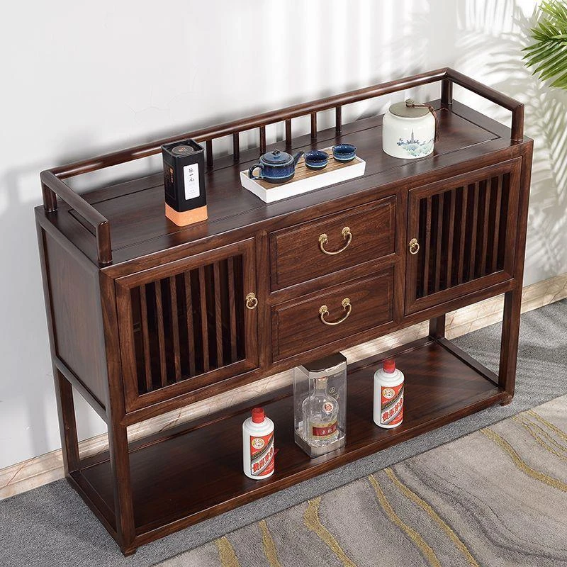 榆木新中式餐边柜实木茶水柜客厅靠墙储物柜边柜酒柜橱柜餐厅置物
