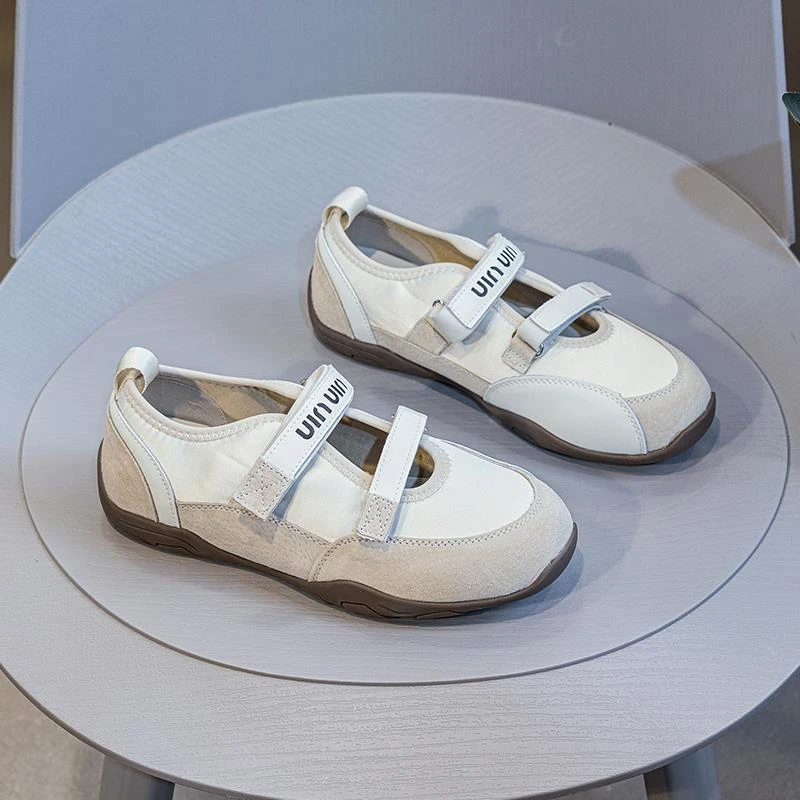 仙女风芭蕾德训鞋女2025夏季新款浅口单鞋魔术贴一脚蹬厚底玛丽珍