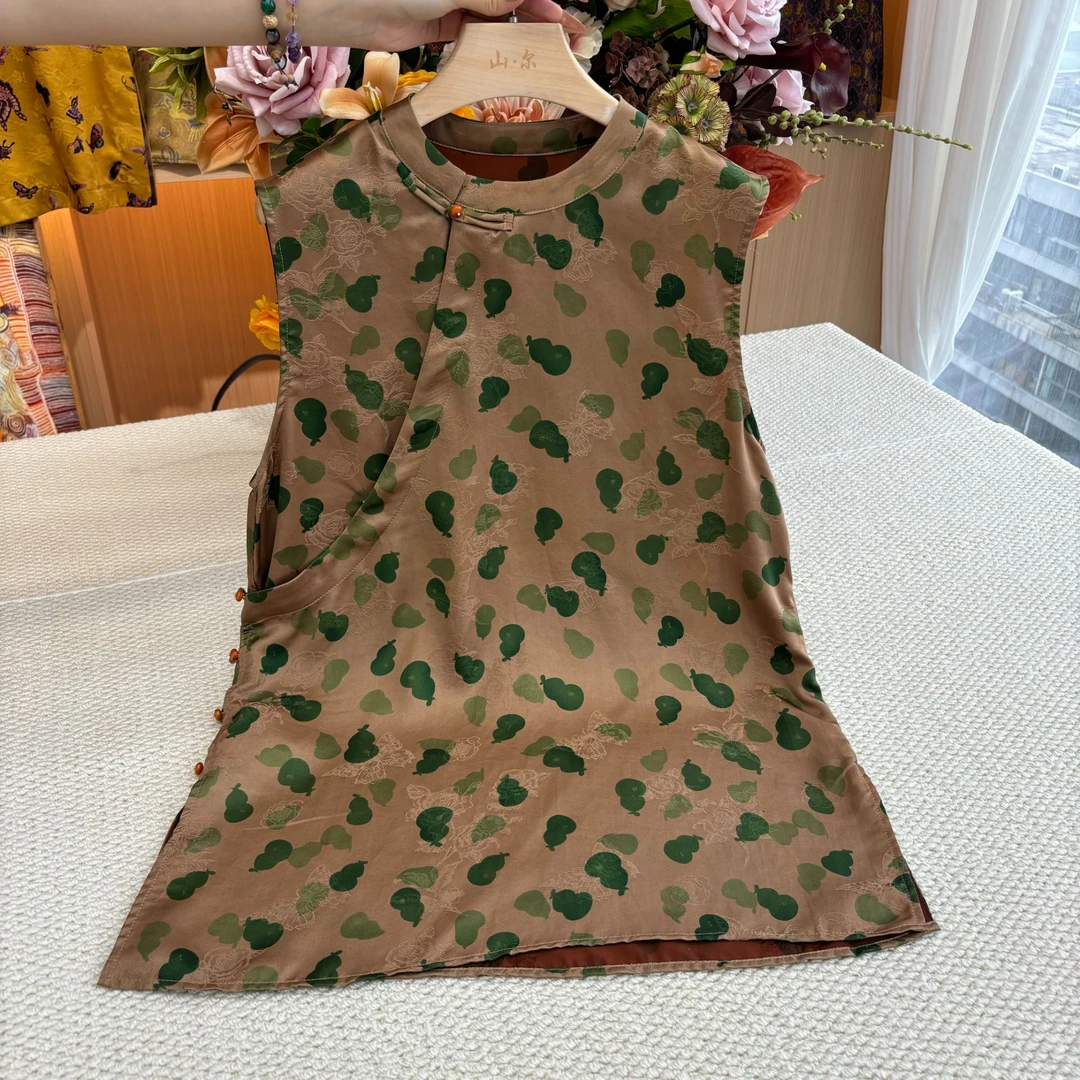 山.尔【温霖】100桑蚕丝香云纱葫芦上衣