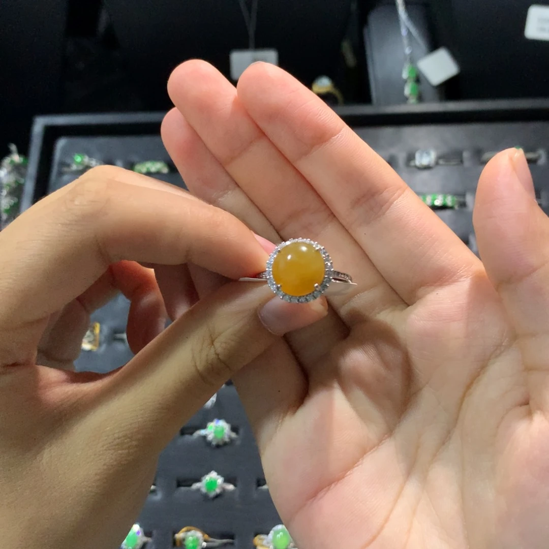 翡翠戒指银S925镶嵌