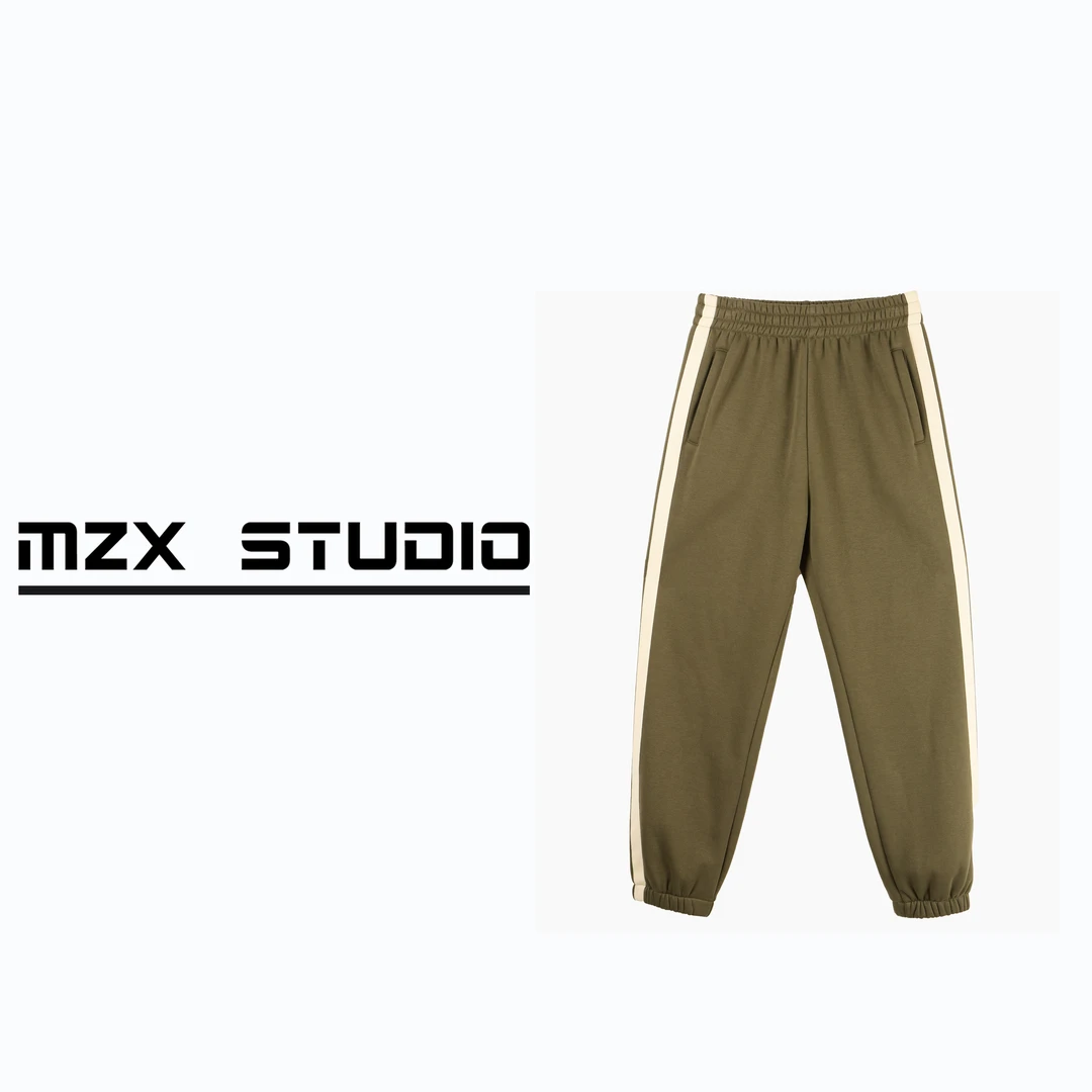 MZX STUDIO 秋冬侧边织带束脚休闲加绒卫裤kz8555