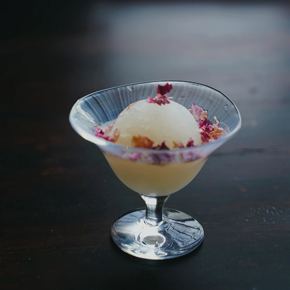 玻心璃语（神工妙造）浮游高足甜品杯/原创设计玻璃-有手工差异