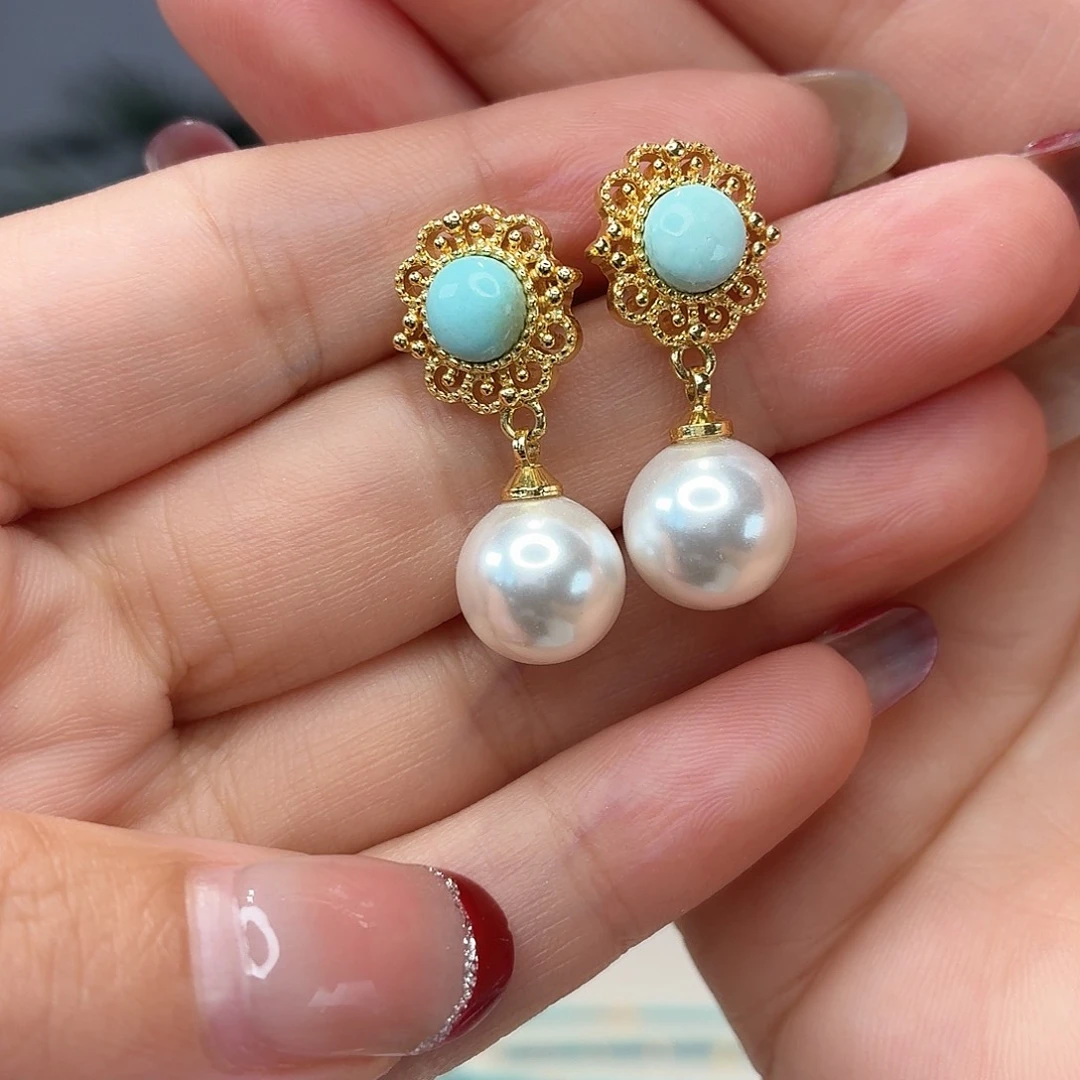 合金绿松石耳饰耳环