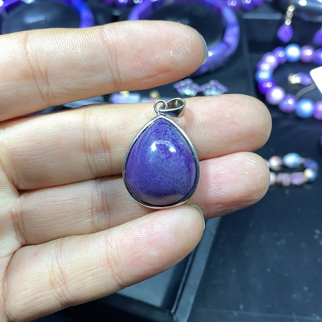 苏纪石（舒俱来）银S925镶嵌南非舒俱来鱼子酱吊坠