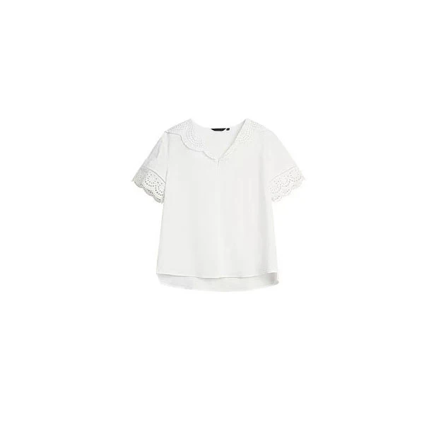 TY-【天邑严选】镂空绣花V领小衫女莱赛尔天丝优雅衬衫1105