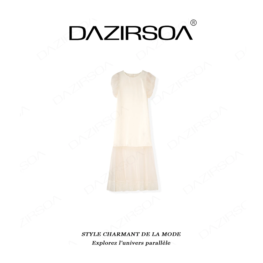 DAZIRSOA/达姿“遗忘心跳”时尚百搭简约蕾丝下摆透气连衣裙 Y822