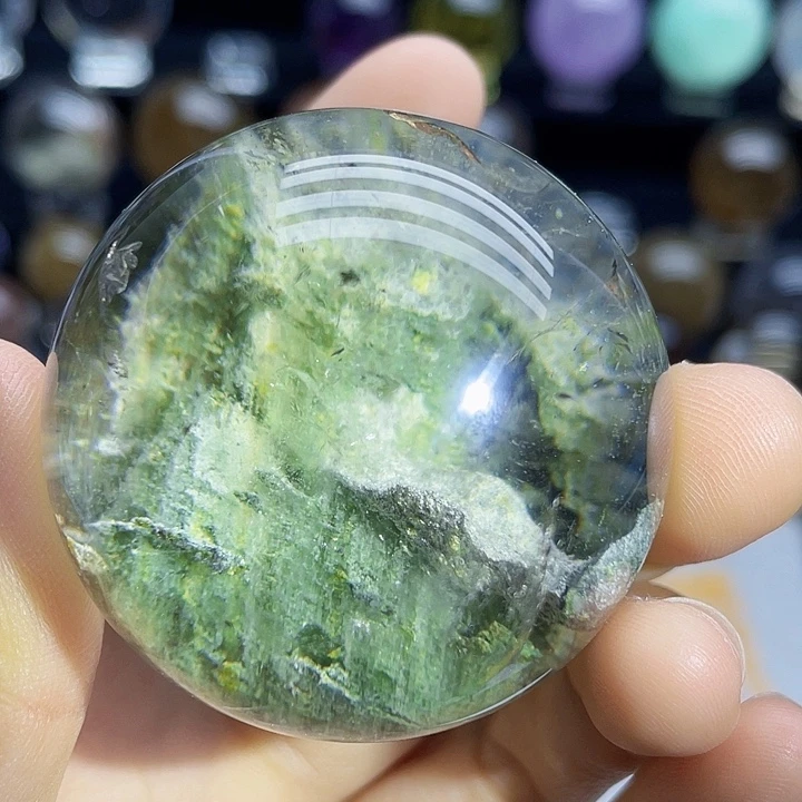 水晶珠宝半成品未镶嵌天然绿幽灵48.3mm