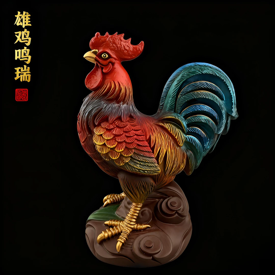 湘荟【大公鸡】茶宠中式桌面茶宠工艺品摆件