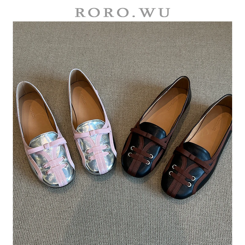 娆娆吴·头层牛皮精致百搭一脚蹬时尚文艺气质日常浅口单鞋A33