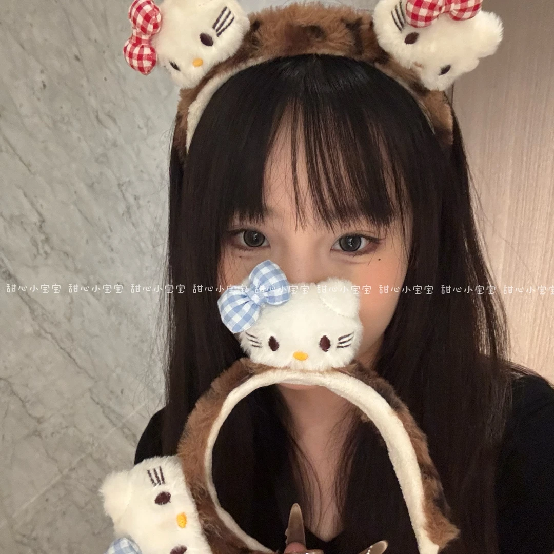 可爱kt猫发箍女2025新款敷面膜洗脸压发发卡秋冬毛绒防滑头箍