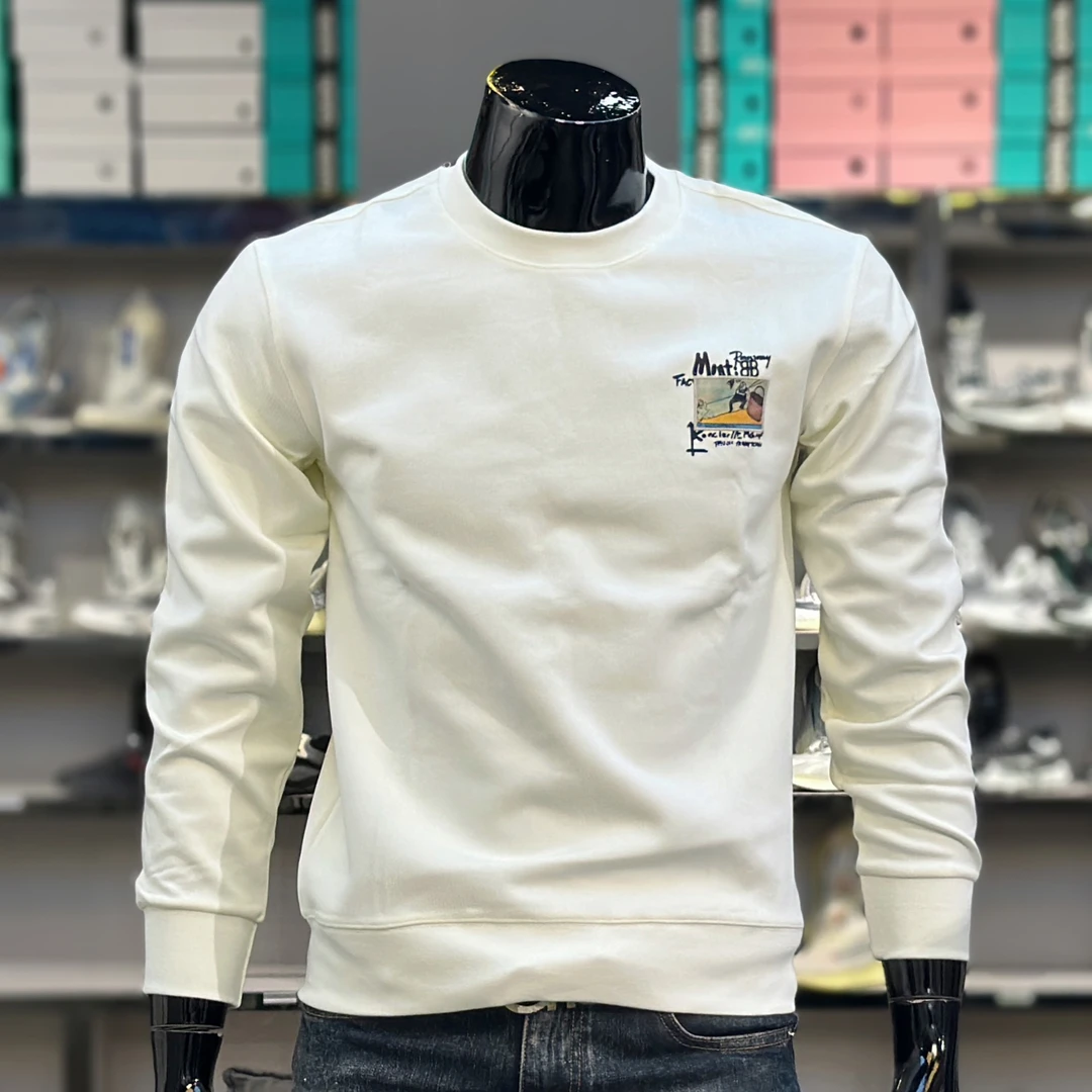 DeweLvum高端新款百搭修身时尚卫衣男潮牌圆领休闲印花字母上衣男