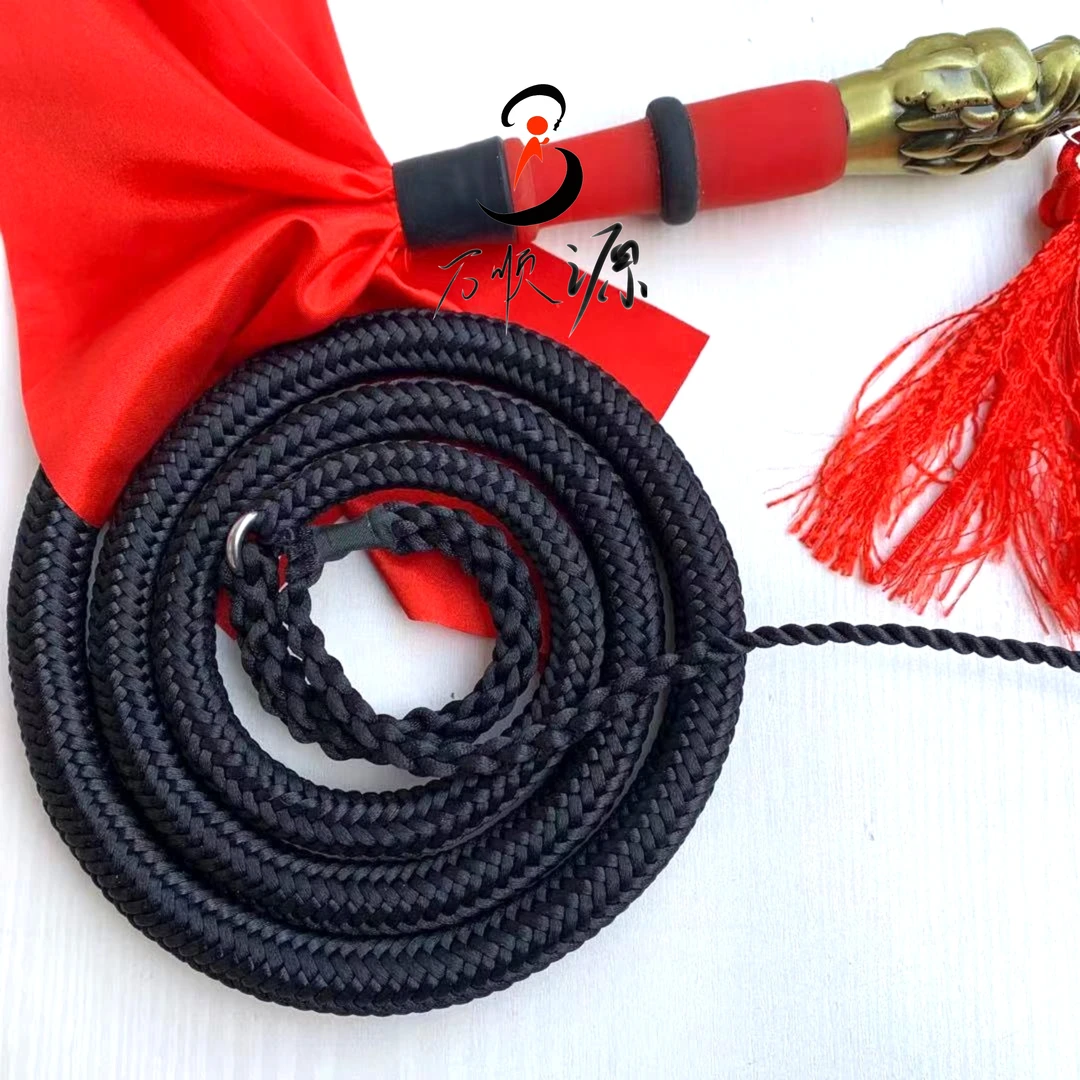 花色彩绳鞭，龙头把手纯绳鞭，麒麟软鞭，健身鞭