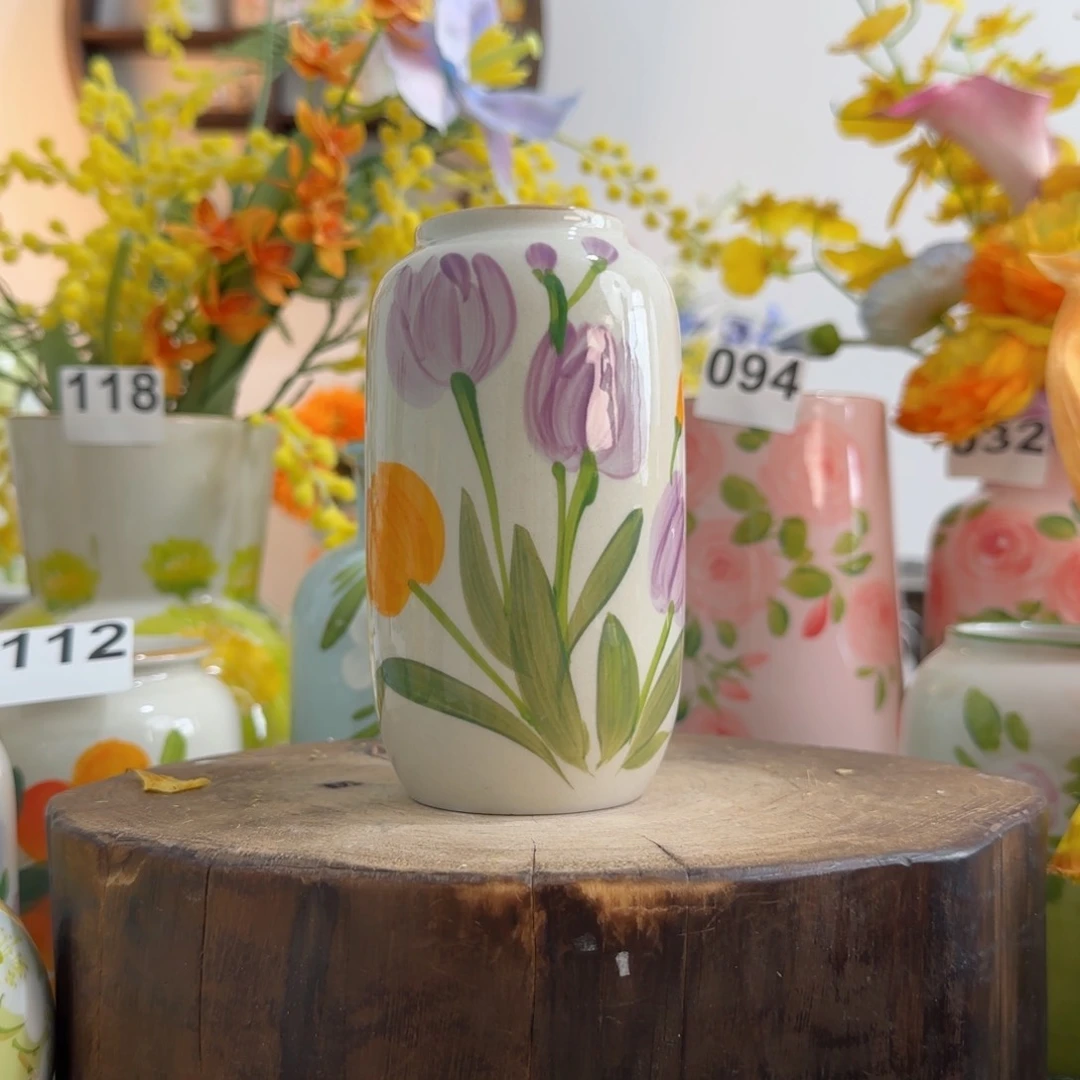 摆件景德镇手绘陶瓷花瓶摆件无孔