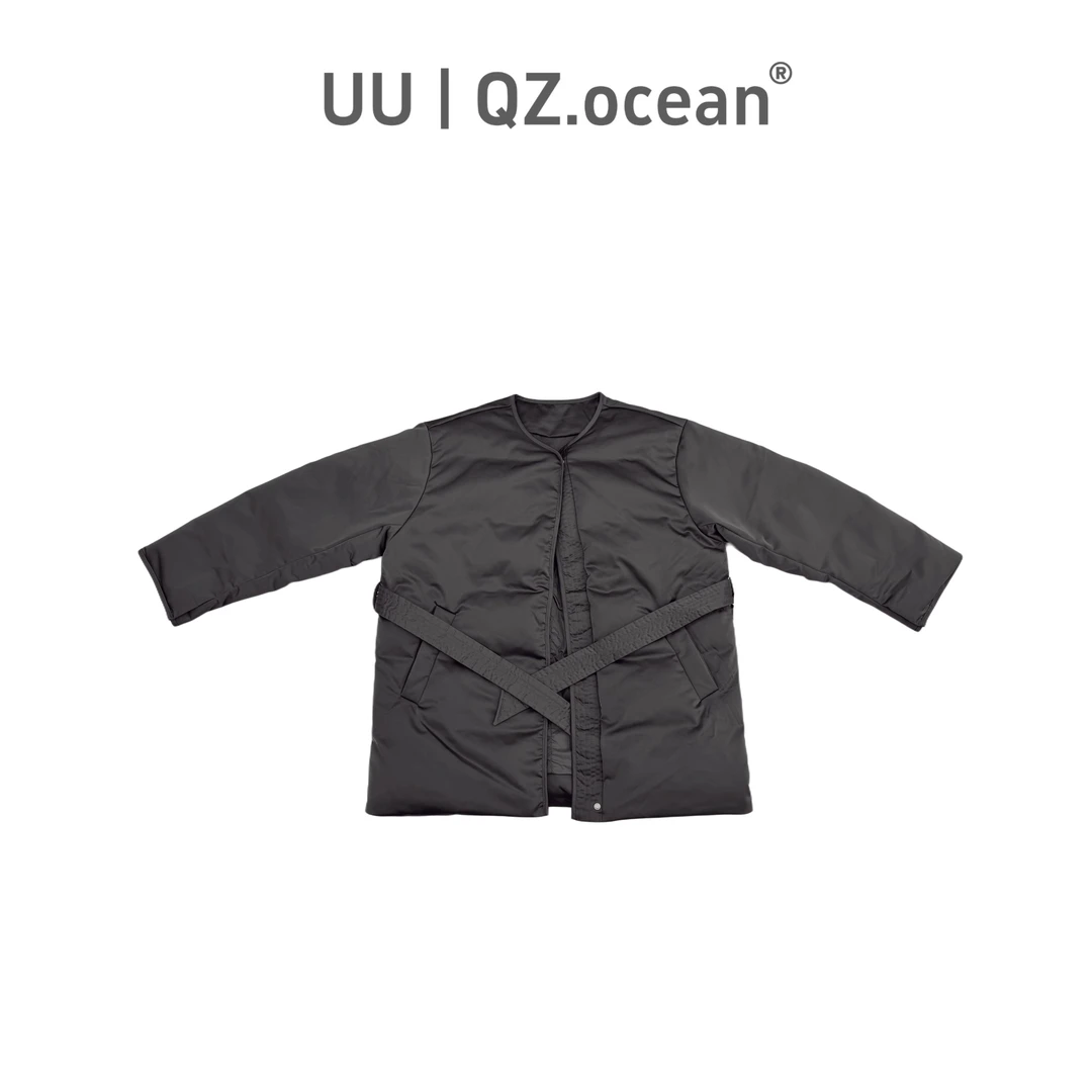 【邱杨定制】Y249153 冬新款圆领带腰带羽绒服