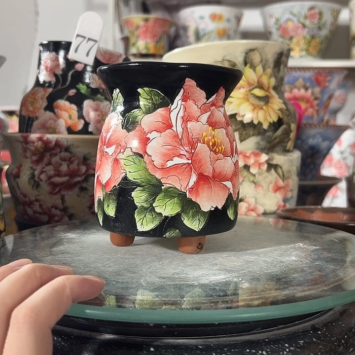 景德镇幸运花盆手绘韩式花盆