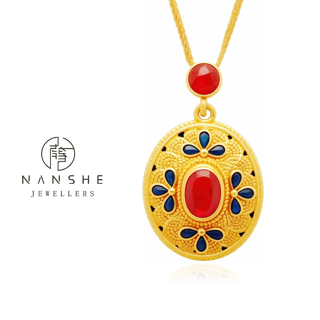 NANSHE/南奢 新中式国风风华玲珑花丝吊坠项链