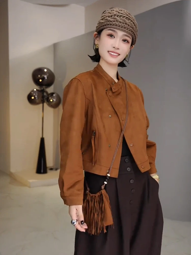 设计感时尚气质立领短款外套女2025秋季新款宽松显瘦百搭夹克上衣