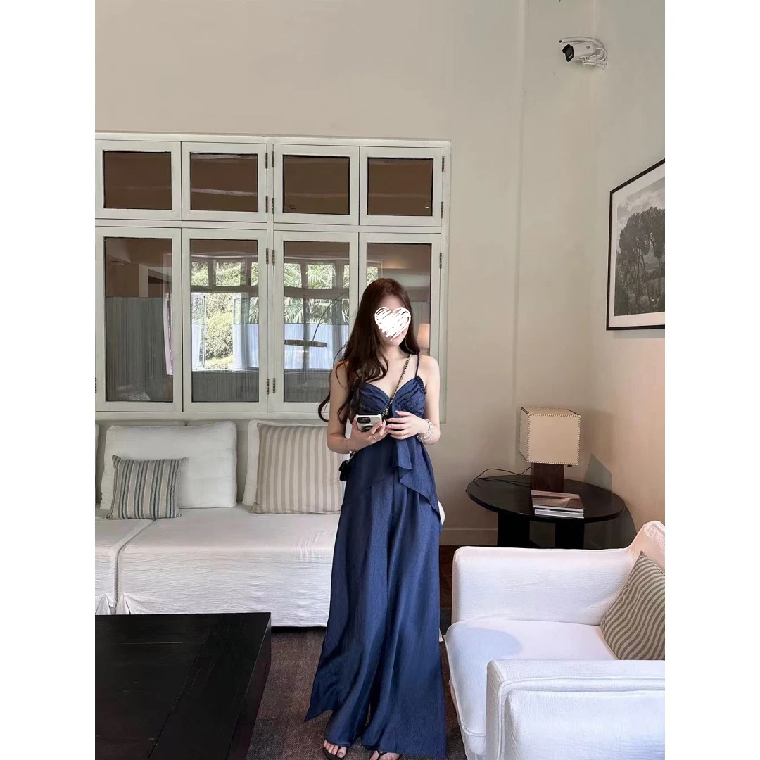 肌理感吊带背心女休闲阔腿裤套装      80692