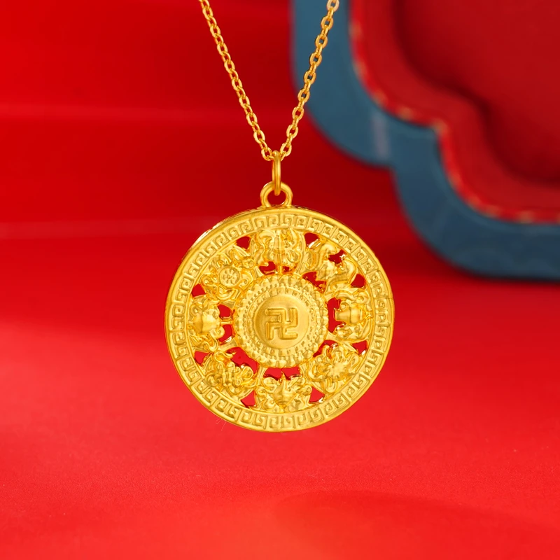 【晓晓专享】足金999饰品 八宝盘（赠合金链）BP 90334