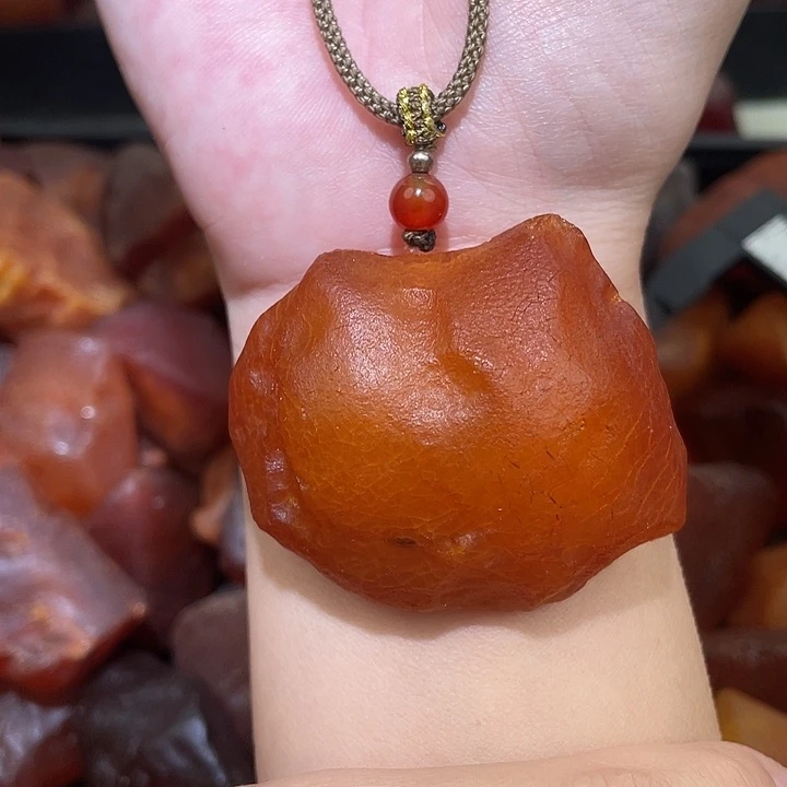 裸石琥珀未镶嵌海漂把件吊坠