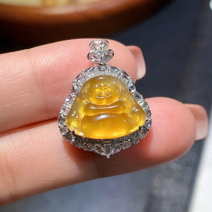 吊坠(不含链)18K金镶嵌翡翠