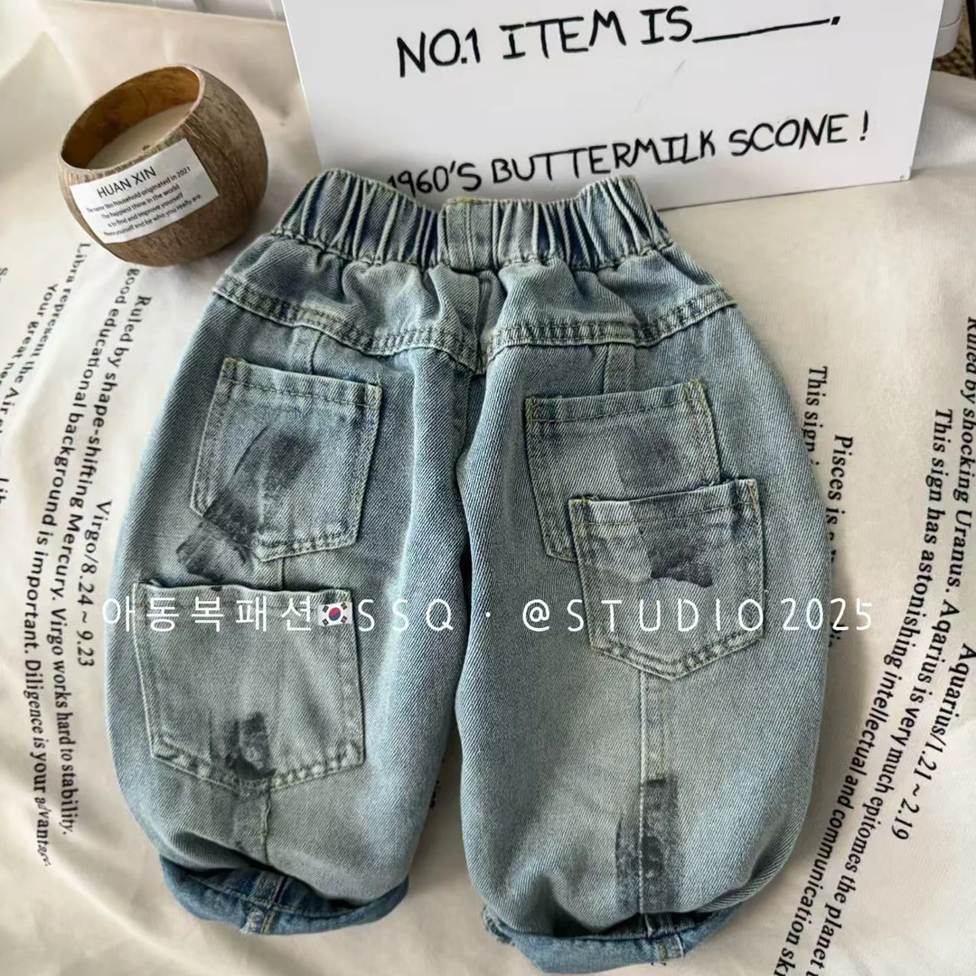 【Q Y专属 实体品质】F8804甩漆四口袋牛仔裤2025新品