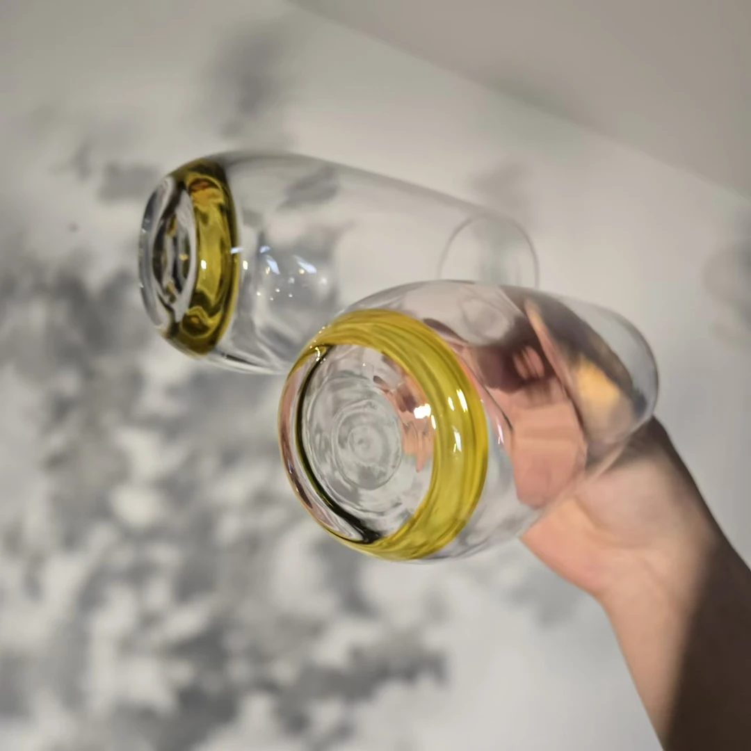 两支装品牌尾货A 级无铅水晶玻璃果汁杯牛奶杯