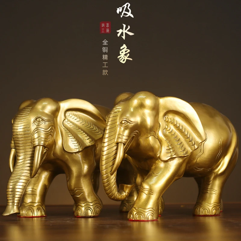 【师傅推荐】铜大象摆件黄铜一对吸水大象吸财纳福客厅玄关酒柜典藏
