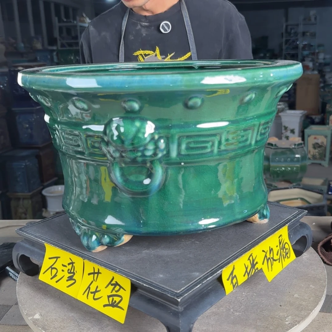 石湾花盆内口30，内深18高温裂微瑕