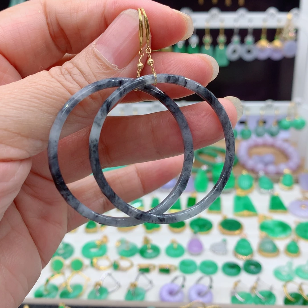 翡翠18K金镶嵌耳饰